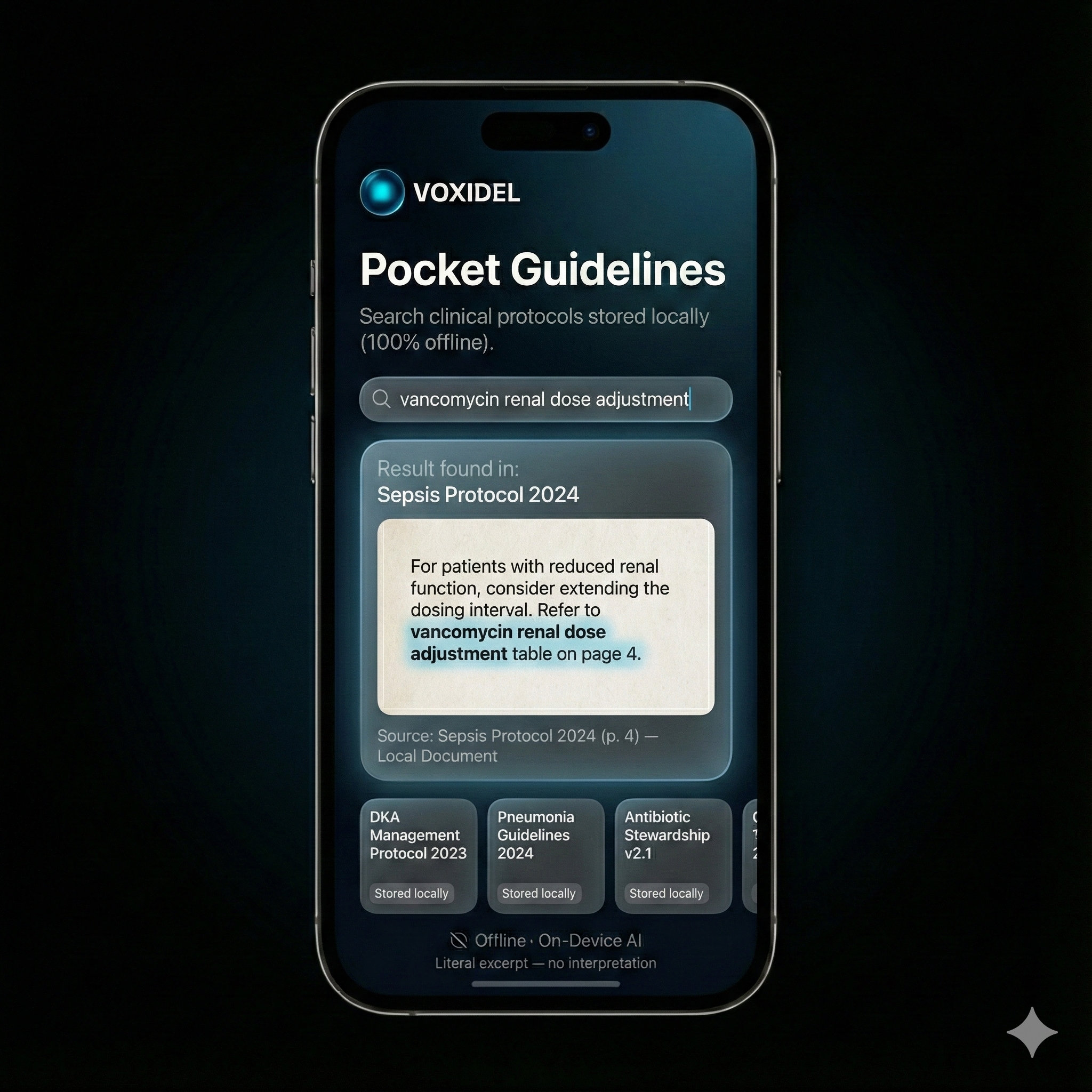 VOXIDEL Pocket Guidelines interface